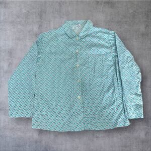 Vineyard Vines Size M Long Sleeve Turtle Print Collared Button Pajama Shirt